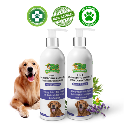 The Dog Style Combo: 5-in-1 De-Shedding & Allergy Relief Lavender Shampoo (500ml)