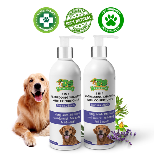 The Dog Style Combo: 5-in-1 De-Shedding & Allergy Relief Lavender Shampoo (500ml)