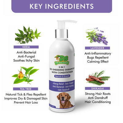 The Dog Style Combo: 5-in-1 De-Shedding & Allergy Relief Lavender Shampoo (500ml)